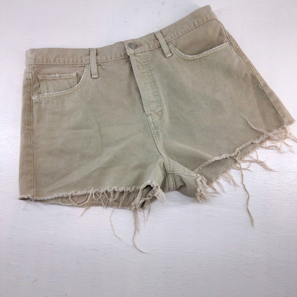 Hudson Size 33 | Lori Tan Beige High Rise Button Fly Raw Hem Denim Shorts Womens